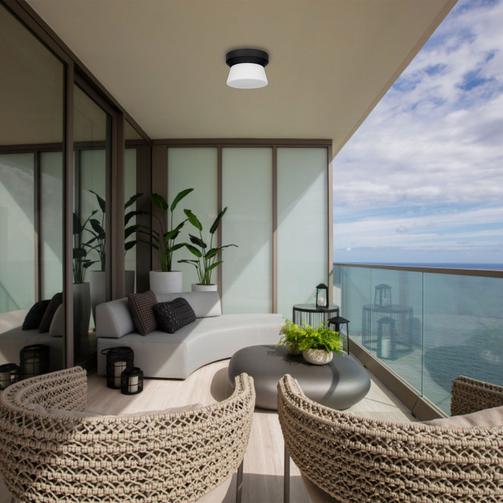 Skirt LED 7 inch Sand Black Outdoor Flush Mount